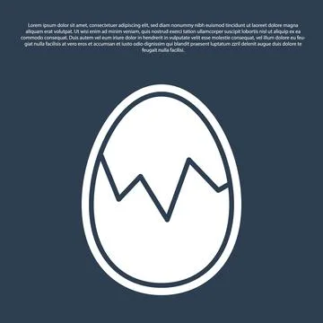 Blue line Broken egg icon isolated on blue background. Happy Easter. Vector Stock Illustration
