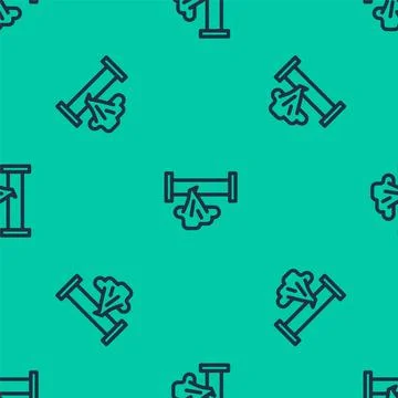 Blue line Broken metal pipe with leaking water icon isolated seamless pattern Stock Illustration