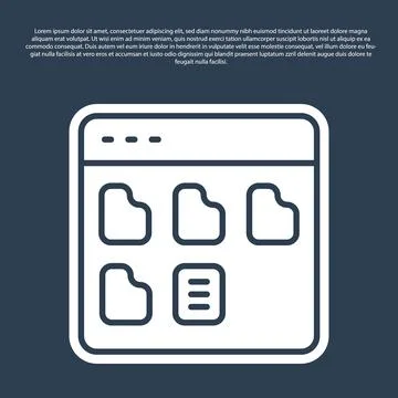 Blue line Browser files icon isolated on blue background. Vector Stockillustratie