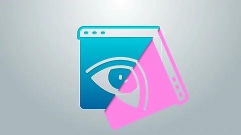 Blue line Browser incognito window icon isolated on grey background. 4K Video Stock Footage 159344224