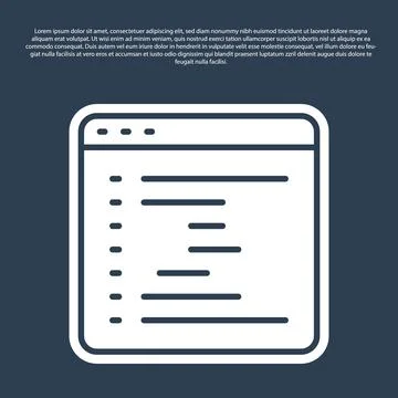 Blue line Browser window icon isolated on blue background. Vector Stock Illustration