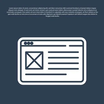 Blue line Browser window icon isolated on blue background.  Vector Stockillustratie