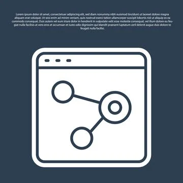 Blue line Browser window icon isolated on blue background. Vector 库存插图