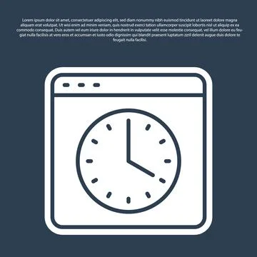 Blue line Browser window icon isolated on blue background.  Vector Stock Illustration
