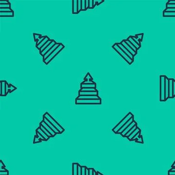 Blue line Business pyramid chart infographics icon isolated seamless pattern on Illustrazione stock