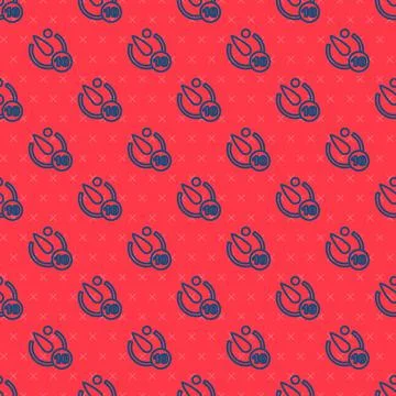 Blue line Camera timer icon isolated seamless pattern on red background. Photo Illustrazione stock
