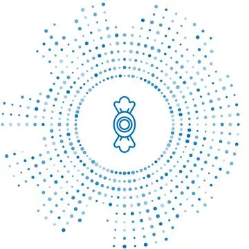 Blue line Candy icon isolated on white background. Abstract circle random dots Stock Illustration