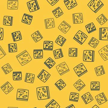 Blue line Candy packaging for sweets icon isolated seamless pattern on yellow Stock Illustration