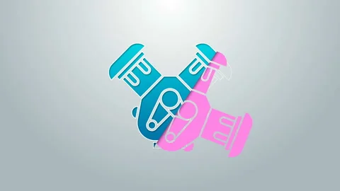 Blue line Car engine icon isolated on grey background. 4K Video motion graphic Vídeos de archivo 145229430