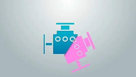 Blue line Car engine icon isolated on grey background. 4K Video motion graphic Vídeos de archivo 145229456