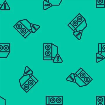 Blue line Case of computer with exclamation mark icon isolated seamless pat.. 스톡 일러스트