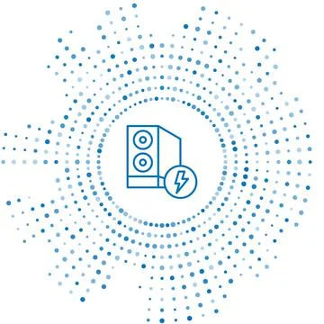 Blue line Case of computer icon isolated on white background. Computer server Illustrazione stock