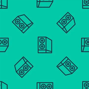 Blue line Case of computer icon isolated seamless pattern on green background Illustrazione stock