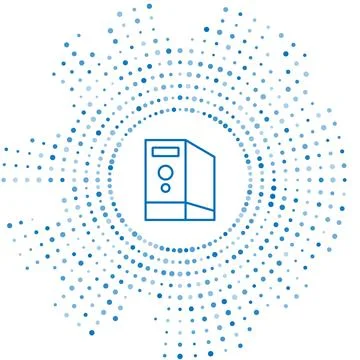 Blue line Case of computer icon isolated on white background. Computer serv.. Illustrazione stock