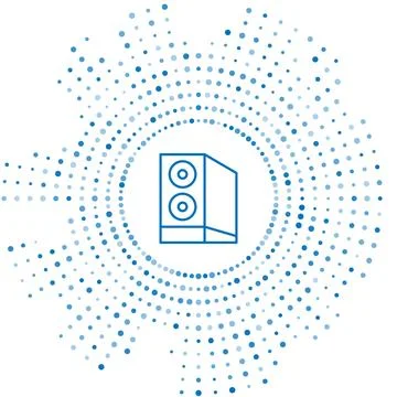 Blue line Case of computer icon isolated on white background. Computer serv.. Illustrazione stock