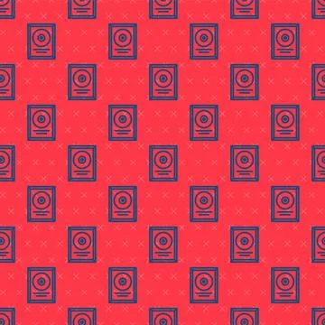 Blue line CD disk award in frame icon isolated seamless pattern on red 스톡 일러스트