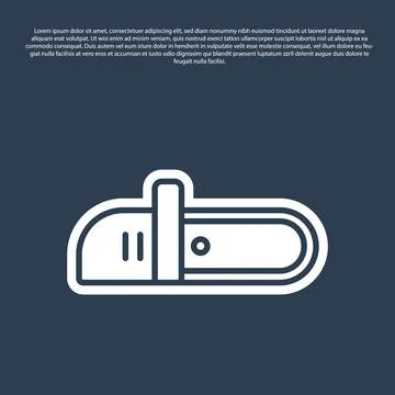Blue line Chainsaw icon isolated on blue background. Vector Stock Illustration