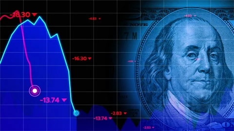 Blue line chart american dollar bills Stock Footage 201326991
