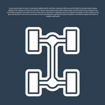 Blue line Chassis car icon isolated on blue background.  Vector Illustrazione stock