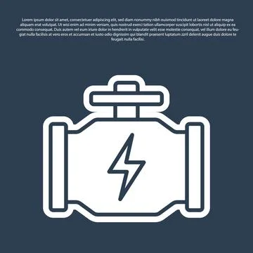 Blue line Check engine icon isolated on blue background. Vector 스톡 일러스트