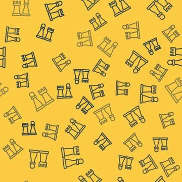 Blue line Chess icon isolated seamless pattern on yellow background. Business Stock Illustration