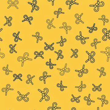 Blue line Christmas candy cane with stripes icon isolated seamless pattern on Stock Illustration