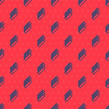 Blue line Cigarette rolling papers pack icon isolated seamless pattern on red Illustrazione stock