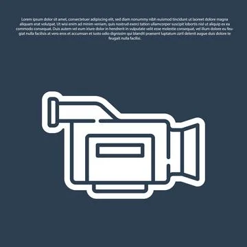 Blue line Cinema camera icon isolated on blue background. Video camera. Movie Stock Illustration