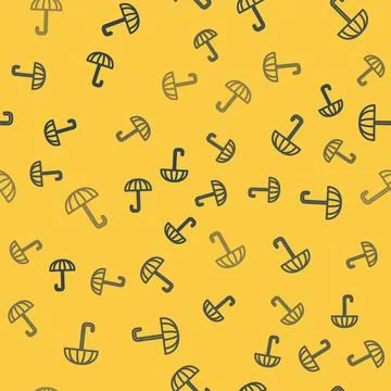 Blue line Classic elegant opened umbrella icon isolated seamless pattern on Stock Illustration