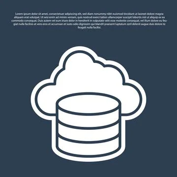 Blue line Cloud database icon isolated on blue background. Cloud computing Stockillustratie