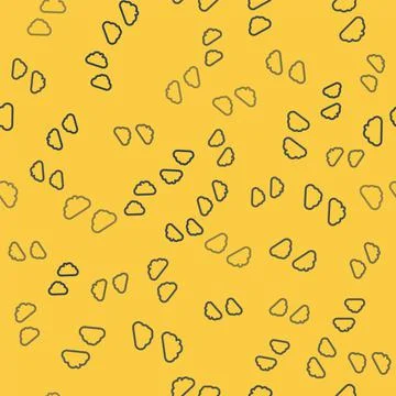 Blue line Cloud icon isolated seamless pattern on yellow background. Vector Illustrazione stock