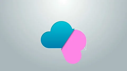 Blue line Cloud mail server icon isolated on grey background. Cloud server Stock Footage 144960433
