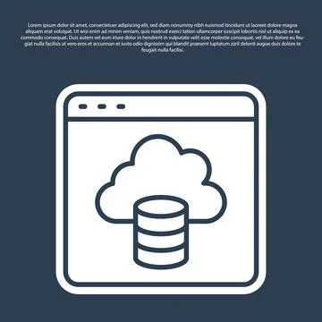 Blue line Cloud technology data transfer and storage icon isolated on blue イラスト素材