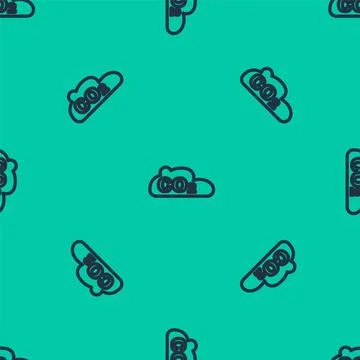 Blue line CO2 emissions in cloud icon isolated seamless pattern on green ba.. Stock Illustration