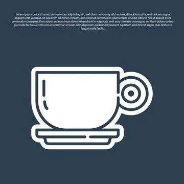 Blue line Coffee cup icon isolated on blue background. Tea cup. Hot drink cof Stock Illustration