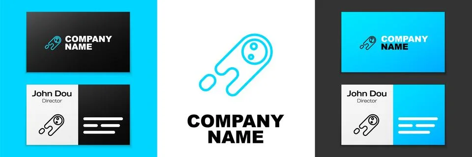 Blue line Comet falling down fast icon isolated on white background. Logo d.. Stock Illustration