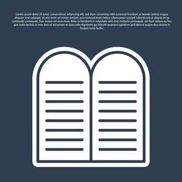 Blue line The commandments icon isolated on blue background. Gods law concept Illustrazione stock