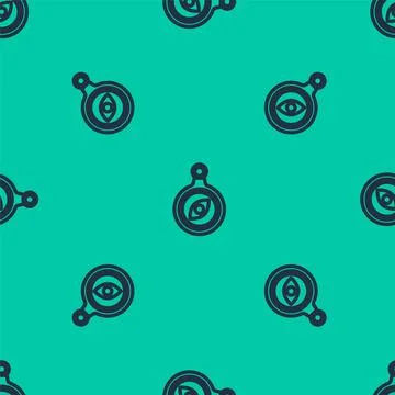 Blue line Compass icon isolated seamless pattern on green background. Windr.. イラスト素材