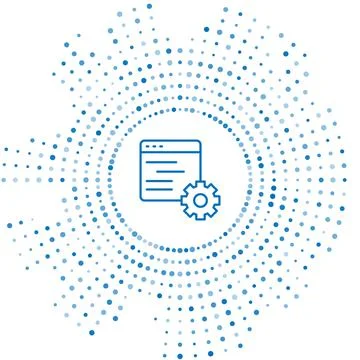 Blue line Computer api interface icon isolated on white background. Application 스톡 일러스트