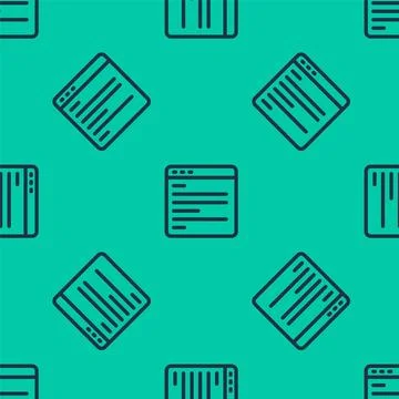 Blue line Computer api interface icon isolated seamless pattern on green back Stock Illustration