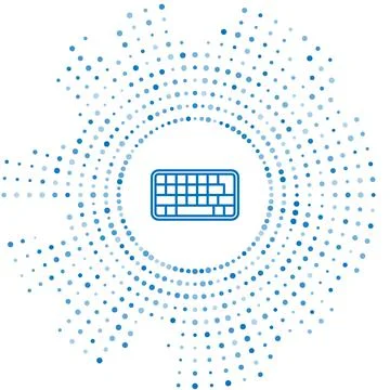 Blue line Computer keyboard icon isolated on white background. PC component sign 스톡 일러스트