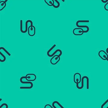 Blue line Computer mouse icon isolated seamless pattern on green background イラスト素材