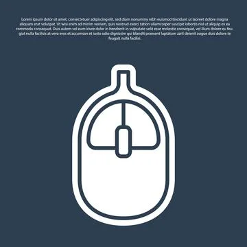 Blue line Computer mouse icon isolated on blue background. Optical with wheel 스톡 일러스트