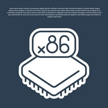 Blue line Computer processor with microcircuits CPU icon isolated on blue Stock Illustration