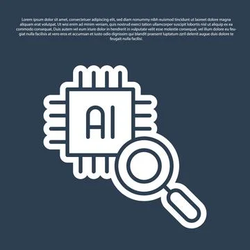 Blue line Computer processor with microcircuits CPU icon isolated on blue イラスト素材