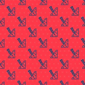 Blue line Construction jackhammer and stone icon isolated seamless pattern on 스톡 일러스트