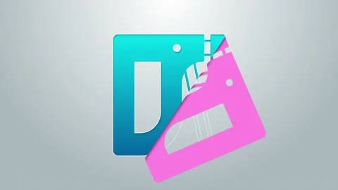 Blue line Construction stapler icon isolated on grey background. Working tool Stock Footage 155474606