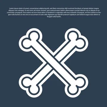 Blue line Crossed human bones icon isolated on blue background.  Vector Stock Illustration