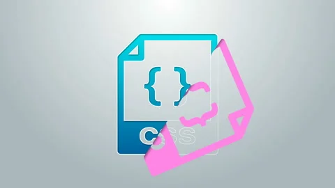 Blue line CSS file document. Download css button icon isolated on grey Stock Footage 144966453