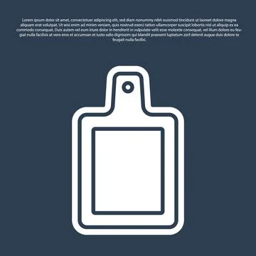 Blue line Cutting board icon isolated on blue background. Chopping Board symbol Stock Illustration